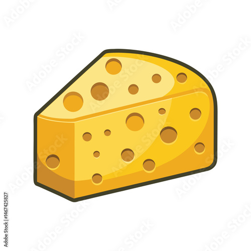 Swiss cheese vector illustration. wedge of cheese, dairy food ingredient, yellow holes cheese, snack and cooking graphic