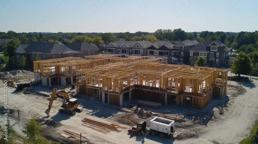 Fototapeta premium Aerial View of Residential Construction Site