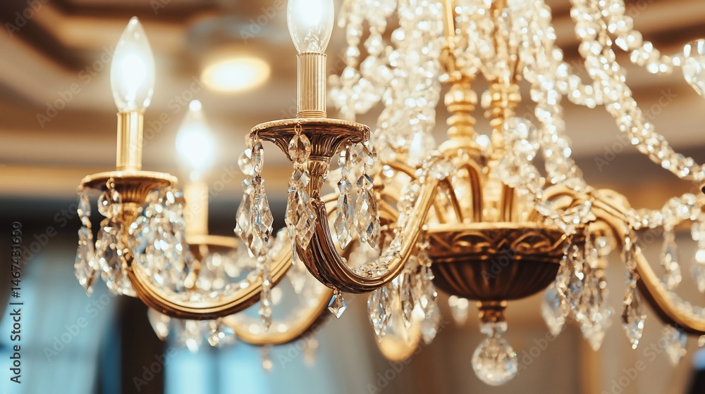 Extravagant Golden Chandelier with Sparkling Crystals Illuminating Luxury Extravagant Golden Chandelier with Sparkling Crystals Illuminating Luxury