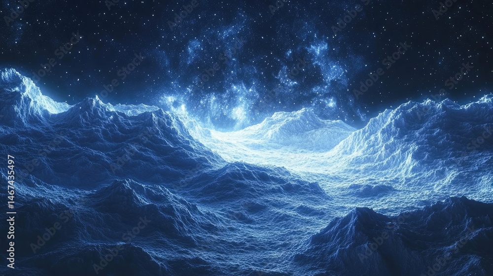 Fototapeta premium A panoramic view of a night sky filled with countless stars,