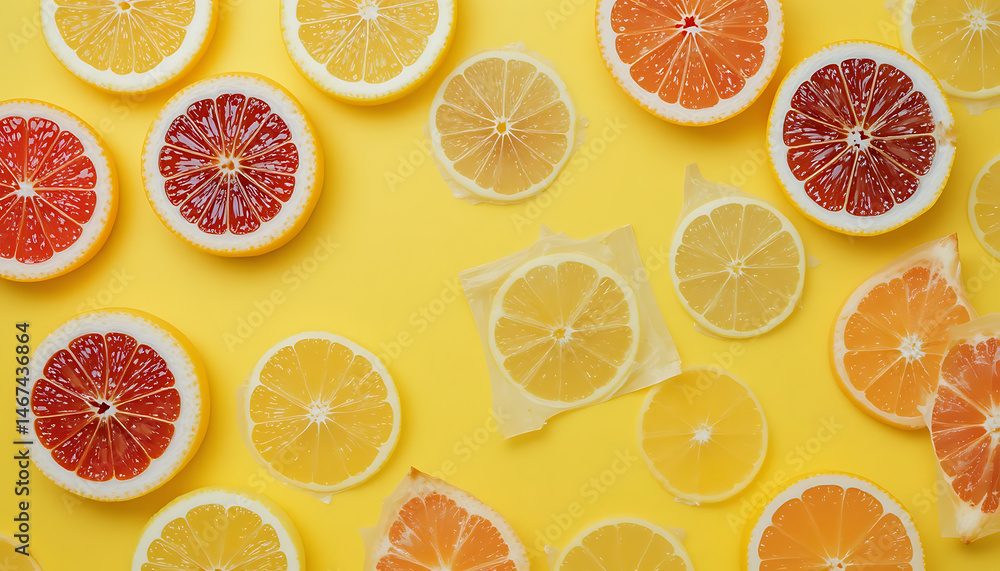 Obraz premium Citrus Slice on Yellow Background