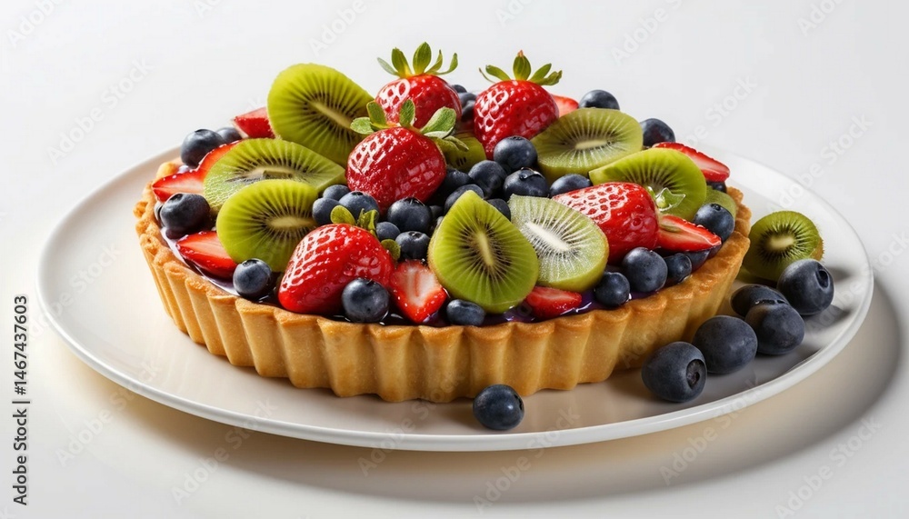 Vibrant Fruit Tart with Strawberries, Kiwi, and Blueberries Vibrant Fruit Tart with Strawberries, Kiwi, and Blueberries