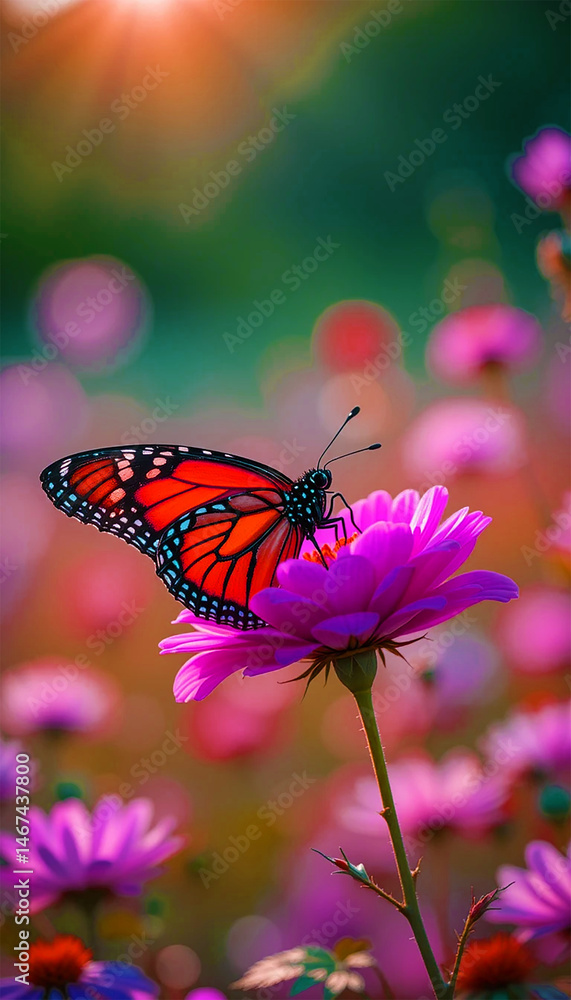 Naklejka premium butterfly on flower