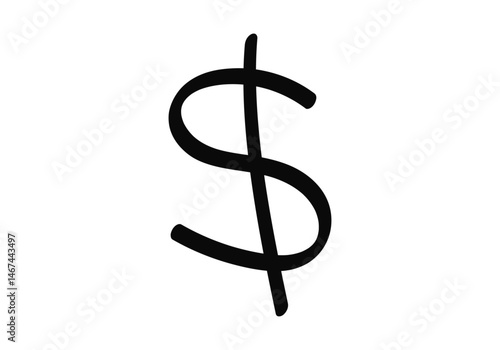 Icono negro de dólar dibujado con trazo de pincel