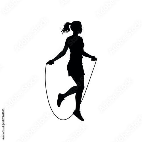 girl jump rope silhouette vector