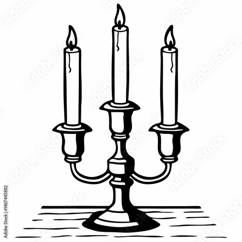 vector illustration of a vintage triple candlestick with candles 