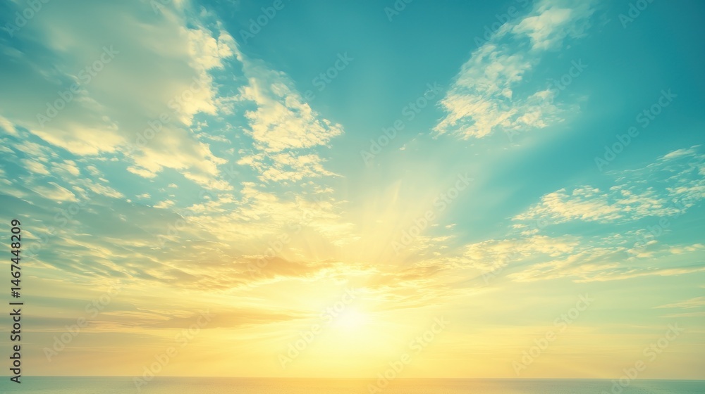 Obraz premium Stunning sunset sky with fluffy clouds.