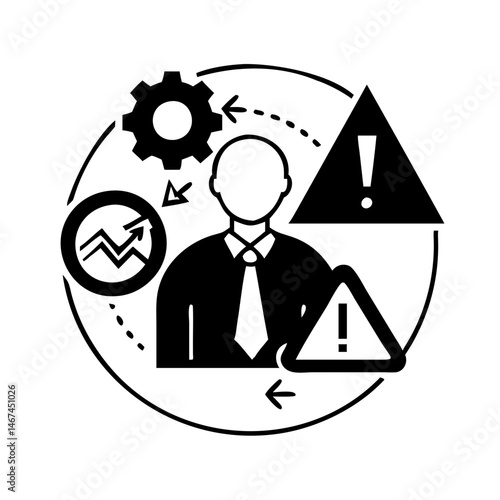 Risk Management Process Showing Warning Signs with Performance Gears in Business