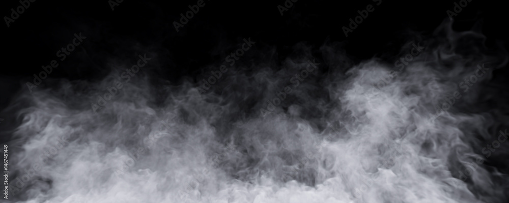 Fototapeta premium White smoke mystic fog effects on black backgrounds rendering