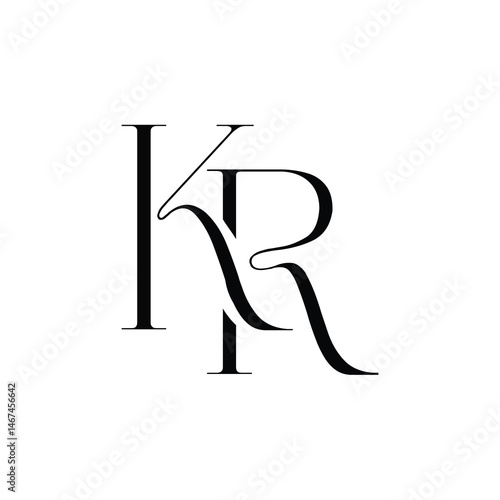 KR monogram logo design letter text name symbol monochrome logotype alphabet character simple logo