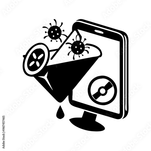 Digital Health Crisis Visualizing Virus Transmission and Technology Vulnerability in Isometric Style