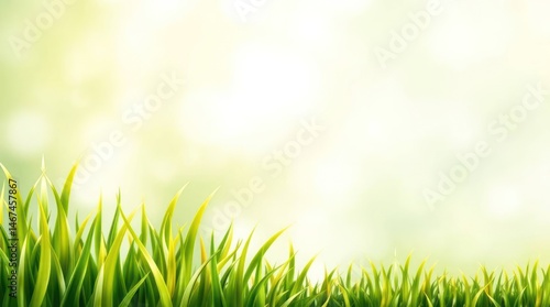 Lush green grass against a bright, blurred background