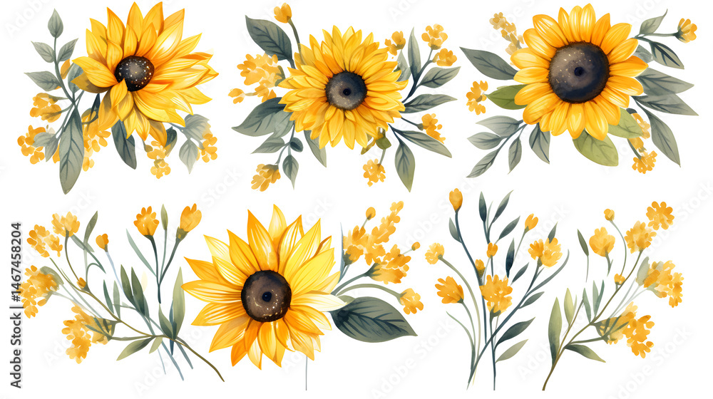 Professional Beautiful Floral Collection with Sunflowers Bouquet for Various Uses Professional Beautiful Floral Collection with Sunflowers Bouquet for Various Uses