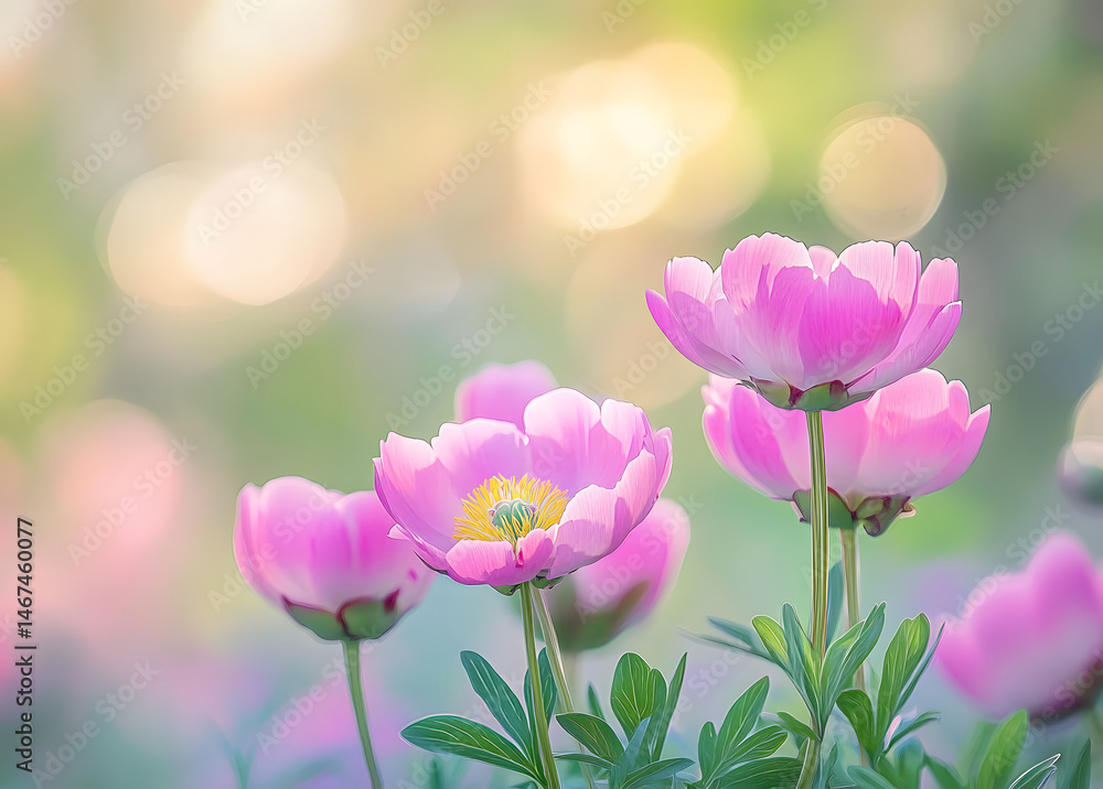 Obraz premium Beautiful soft-focus pink peony floral background with delicate pastel color palette for design 