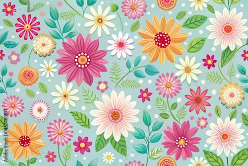 Wallpaper Mural seamless pattern with flowers Torontodigital.ca