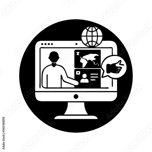 Online conference with global participation and a positive feedback expression shown