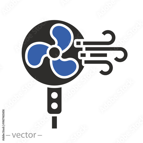 cool wind, fan icon, thin line vector illustration