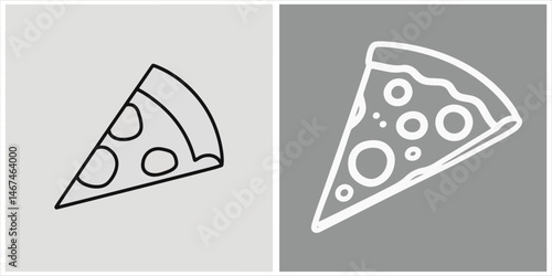 Two simple vector icons are displayed, each featuring a slice of pizza with pepperoni.
