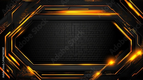 Abstract geometric frame, dark, glowing edges