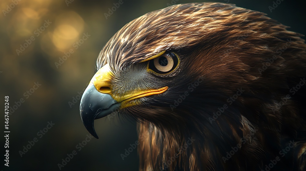 Obraz premium Majestic golden eagle portrait exhibiting sharp focus and intense gaze.