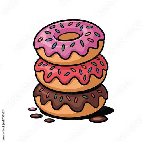 stack of donuts with sparkle vector on white background