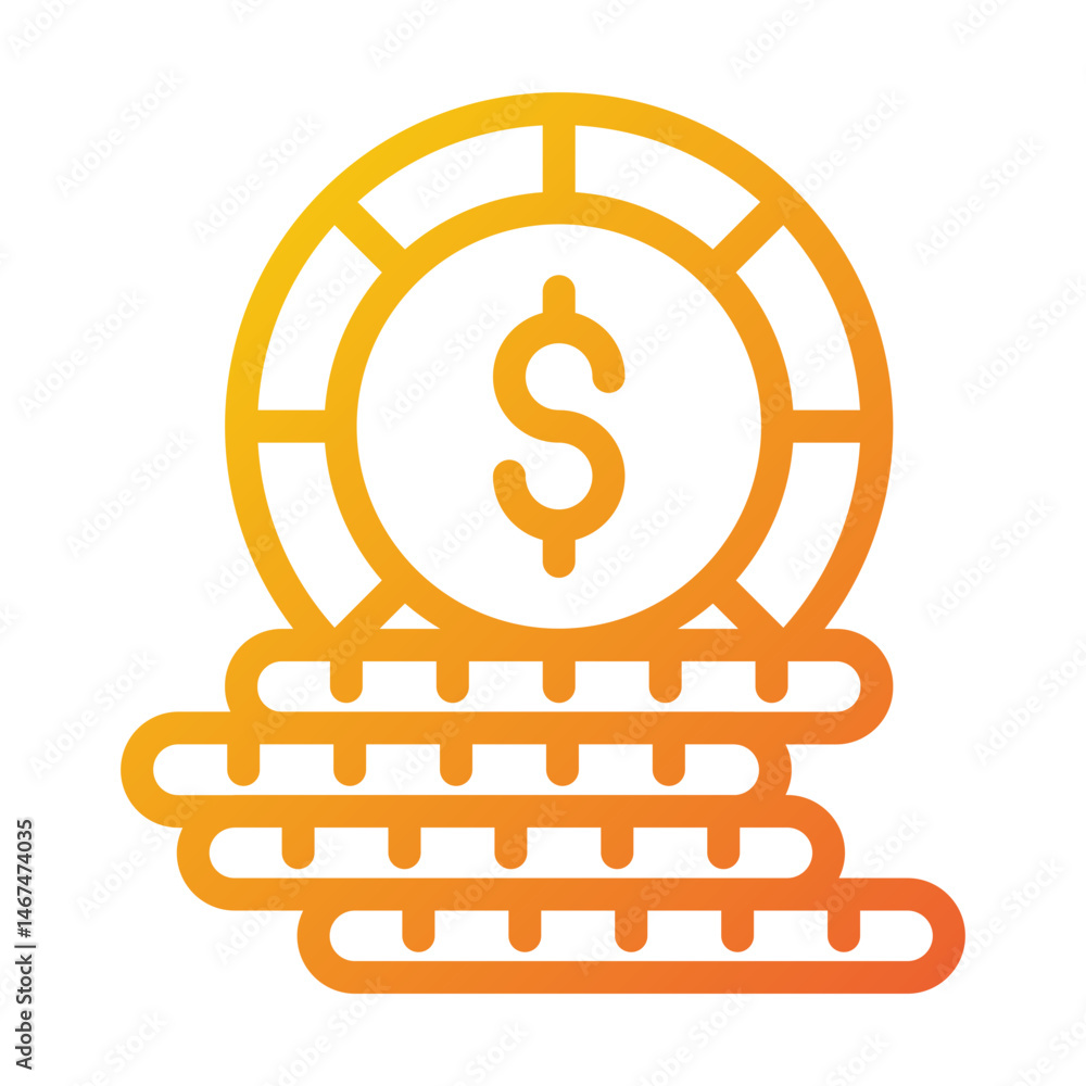 Financial Icon: Stack of Coins with Dollar Sign Financial Icon: Stack of Coins with Dollar Sign