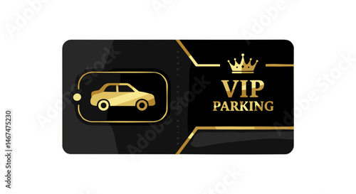 VIP Parking Card with Car Icon in Gold and Black Design  