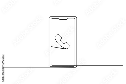 Smart phone icon continuous one line drawing with  isolate simple outline vector illustration