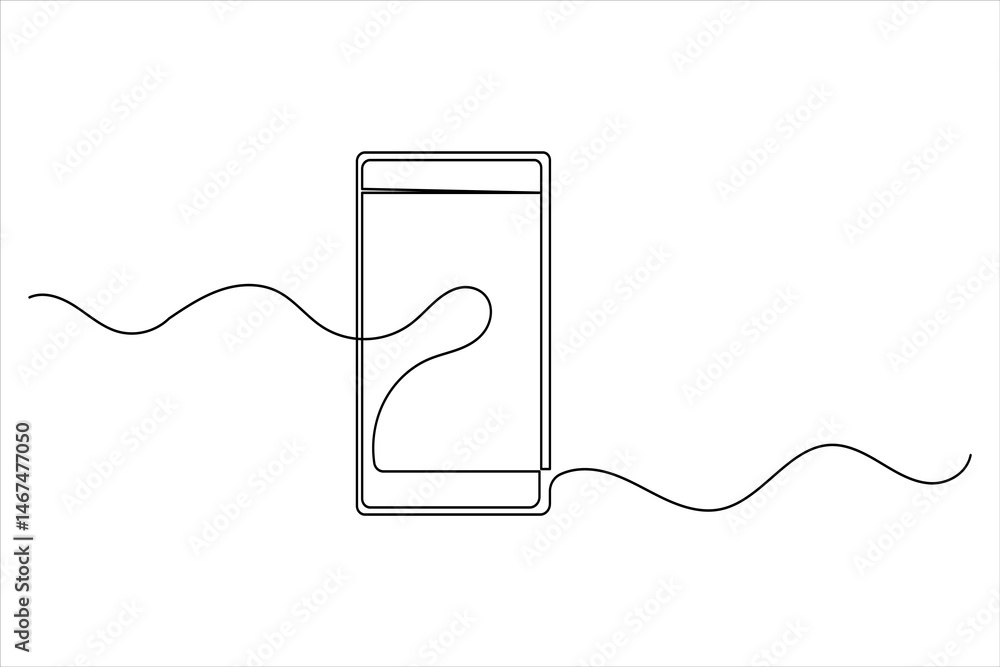 Obraz premium Smart phone icon continuous one line drawing with isolate simple outline vector illustration