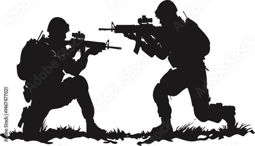 Tactical Soldier Aiming Weapon Silhouette