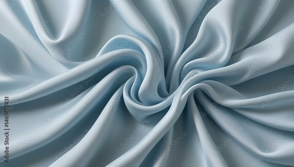 Obraz premium Elegant blue silk fabric gracefully draped, showcasing smooth textures and flowing curves.