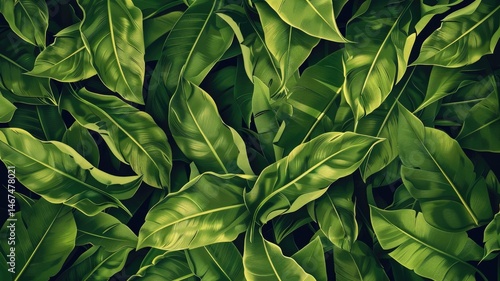 Wallpaper Mural Abstract tropical green color of plant for decoration in natural style create contrast scene. Vividness of fresh leaves express refreshment of nature and calming emotion perfect for background. AIG53. Torontodigital.ca