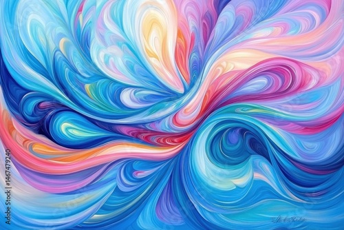 Abstract swirling pastel painting, colorful fluid art, decorative design, home decor, website background