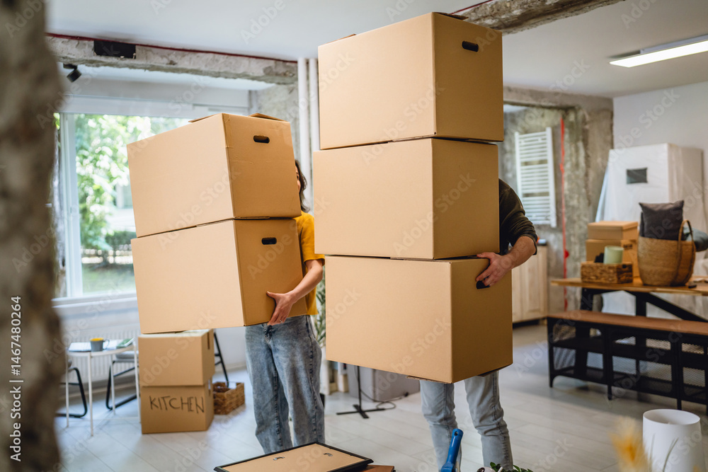 funny accident with man and woman hit each other with boxes at new home funny accident with man and woman hit each other with boxes at new home