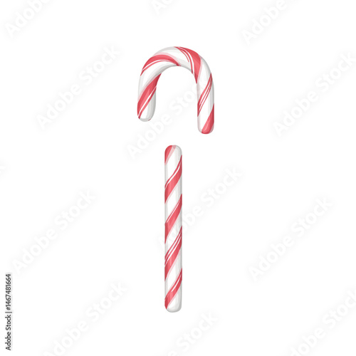 Christmas Candy Cane Flat vector, minimalist design, isolated on a white background.