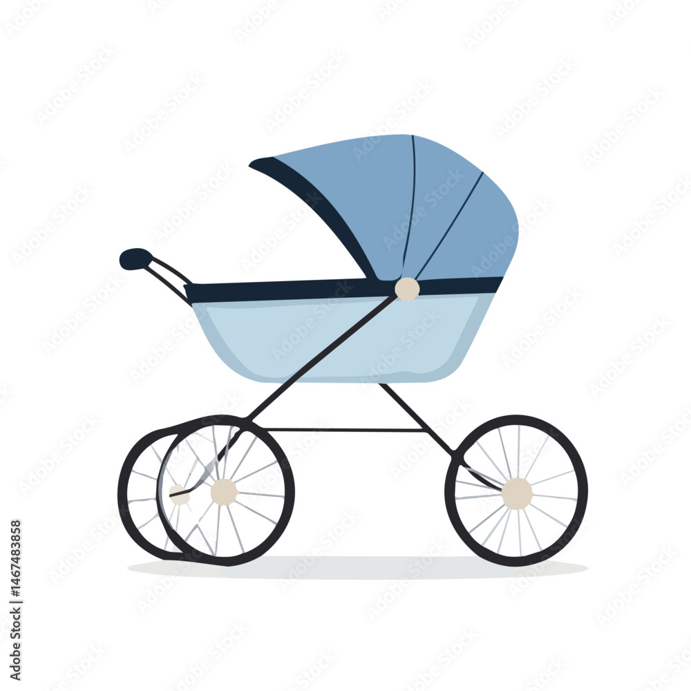 Flat vector Baby Stroller, minimalist design, isolated on a white background. Flat vector Baby Stroller, minimalist design, isolated on a white background.