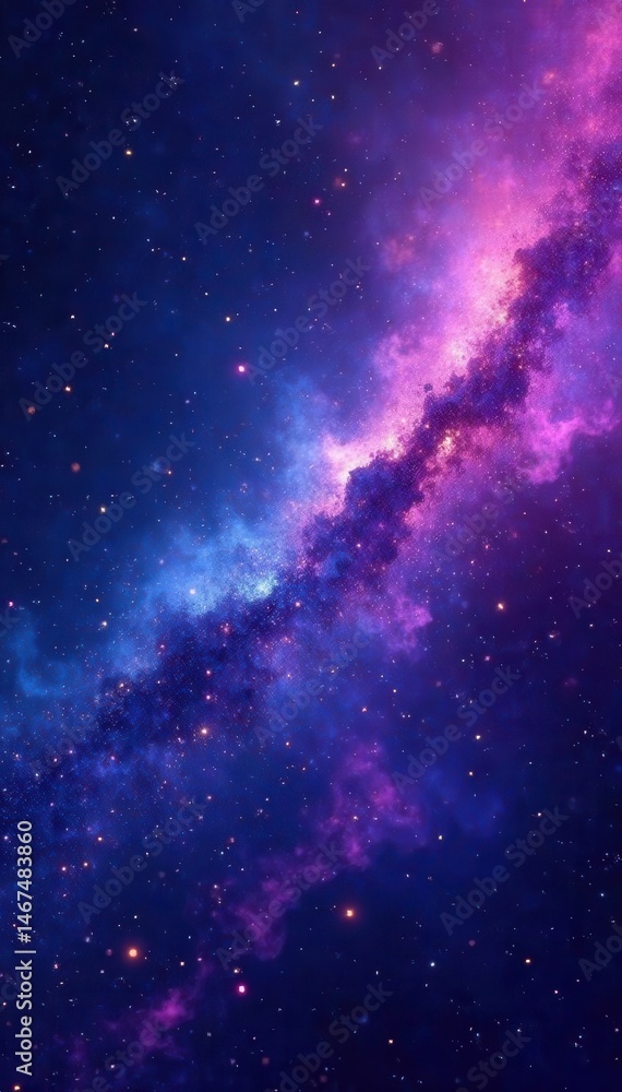 Obraz premium Abstract cosmic lines, purple blue gradient with white stellar dust , ethereal, bright, nebula