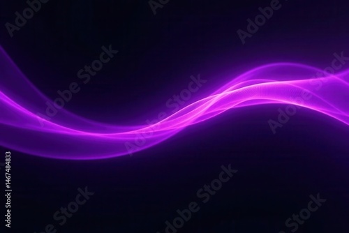 Abstract purple violet light swoosh  wave-like motion on black background   overlay  technology