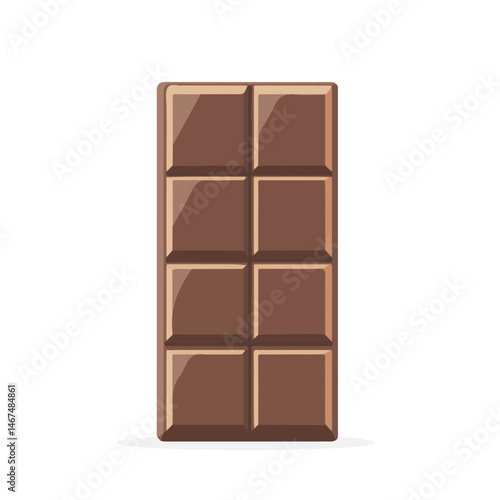 Flat vector Chocolate Bar, minimalist design, isolated on a white background.