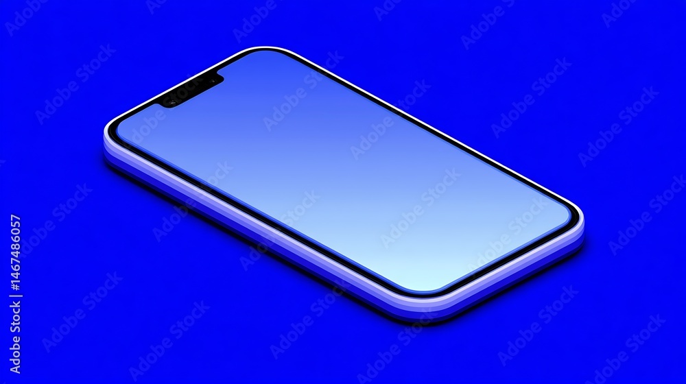 Blue Smartphone Mockup Modern Tech Design. Blue Smartphone Mockup Modern Tech Design.