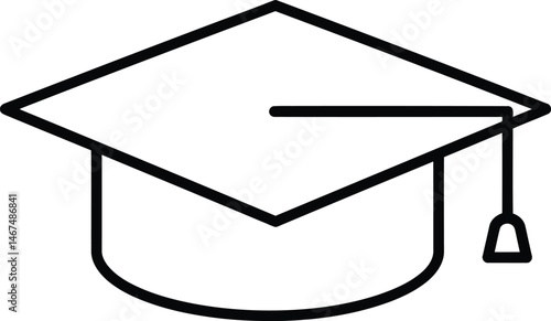 Quadro em tela Graduation Hat: Simple Line Art: A minimalist line art illustration of a classic graduation cap, symbolizing academic achievement and the culmination of studies