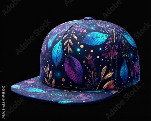 Vibrant floral pattern on stylish cap.