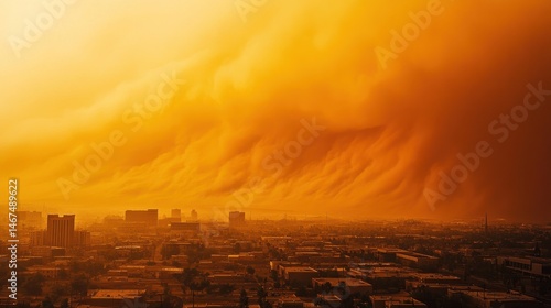 Dust storm over city