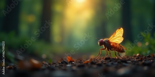 Firefly's soft glow, blurred forest background,  graphic,  background,  woods