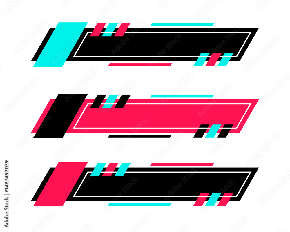 Obraz premium lower third for social media tiktok design label transparant design blue purple black PNG set design