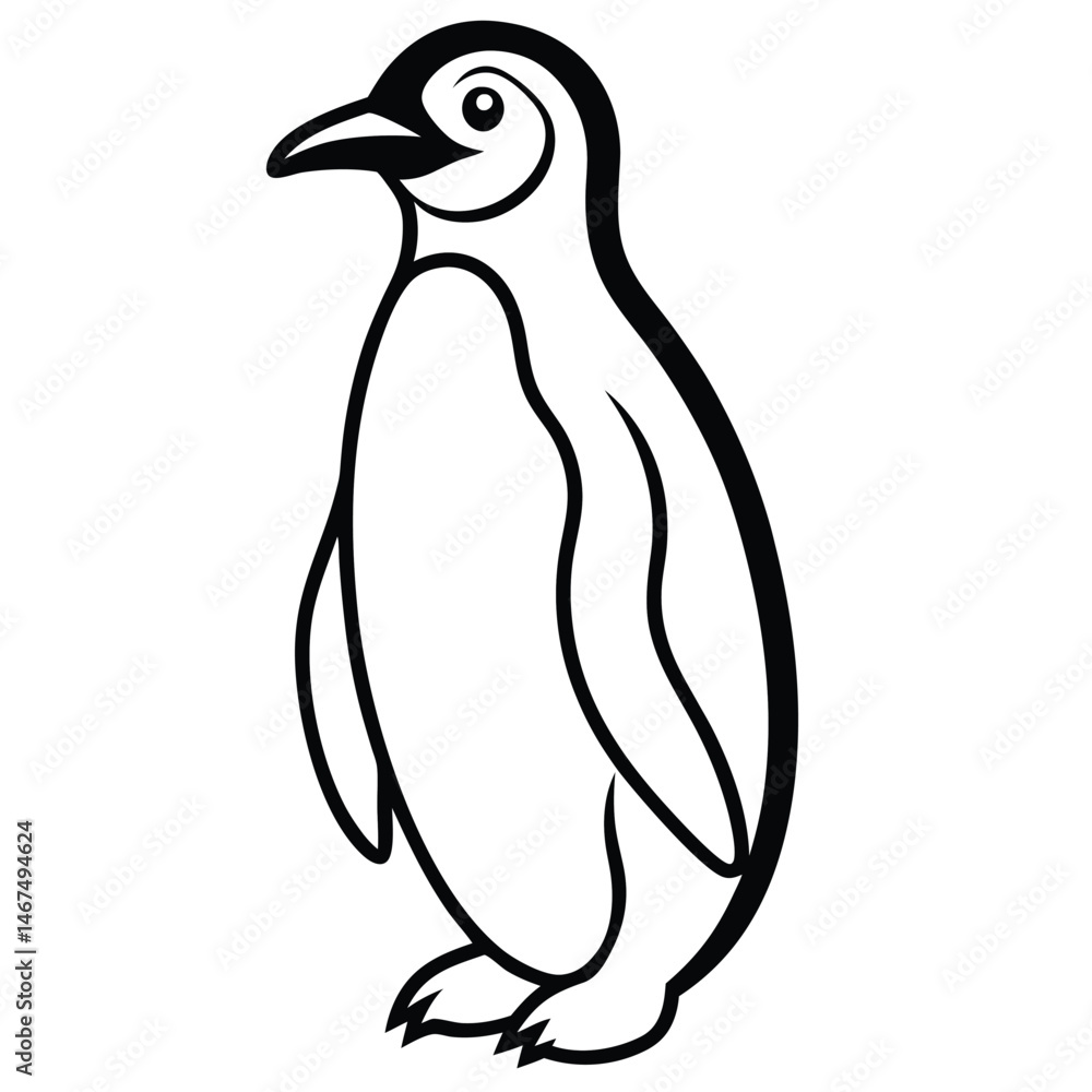 Fototapeta premium Elegant Line Art Penguin Illustration Isolated White Background