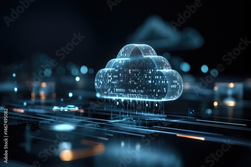 Innovative cloud technology visualization digital space 3d graphics futuristic environment close-up view data concept