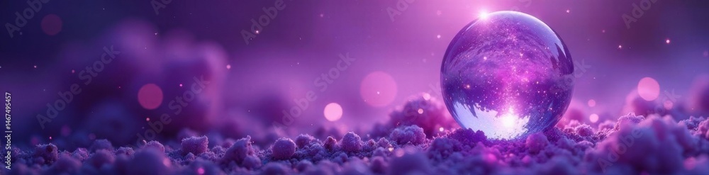 Obraz premium Shimmering crystal sphere, soft violet hues, ethereal glow, round, fantasy, energy