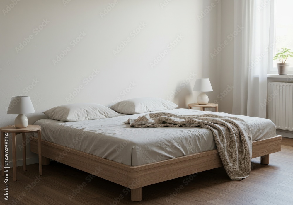 Serene bedroom ambiance with minimalist decor showcasing tranquil relaxation Serene bedroom ambiance with minimalist decor showcasing tranquil relaxation