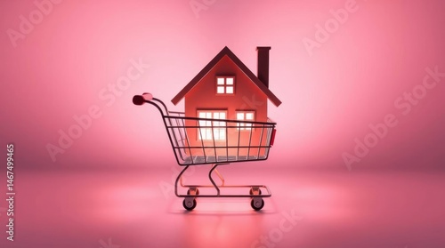 House inside shopping cart real estate